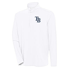 Tampa Bay Rays Antigua Hunk Quarter-Zip Pullover Top - White