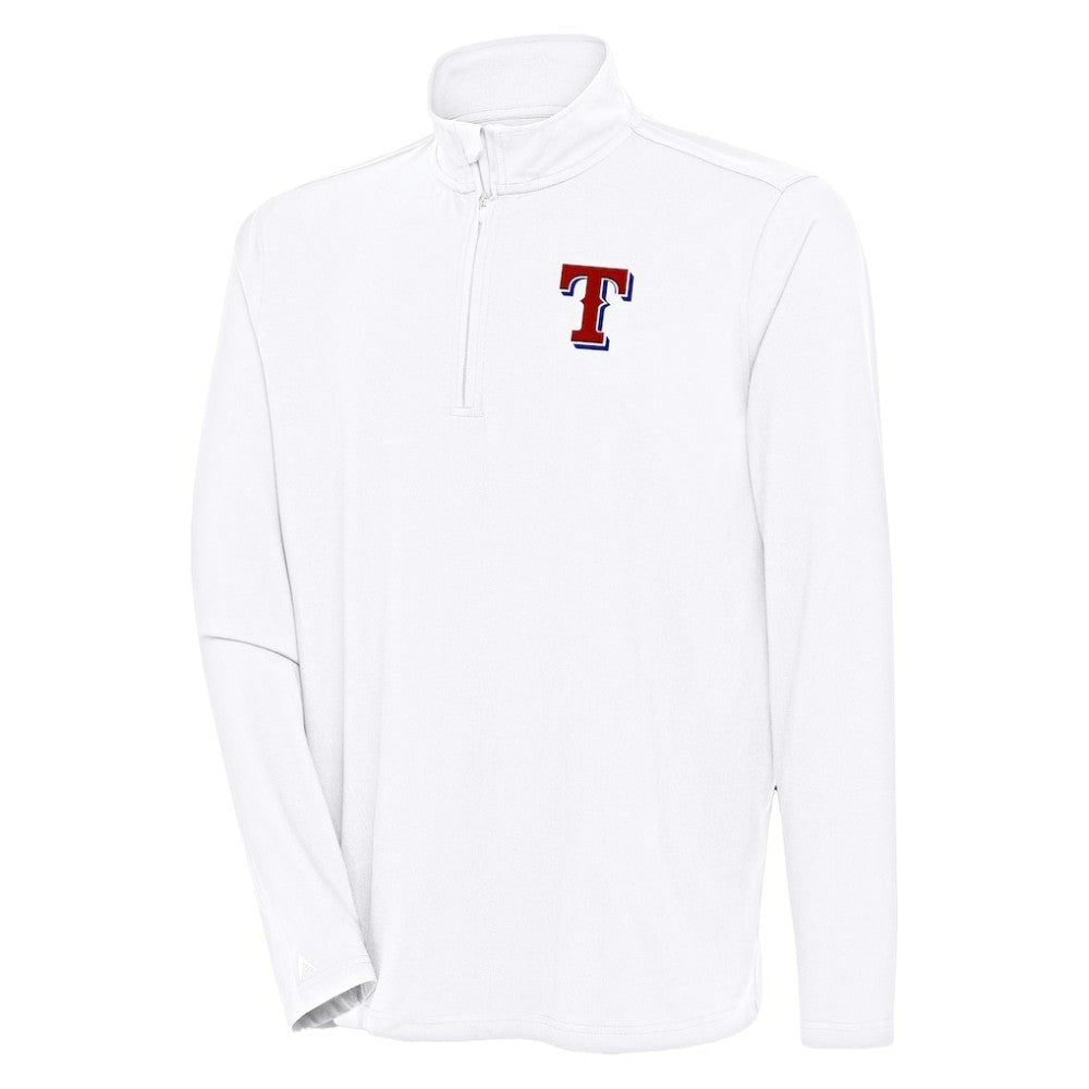 Texas Rangers Antigua Hunk Quarter-Zip Pullover Top - White