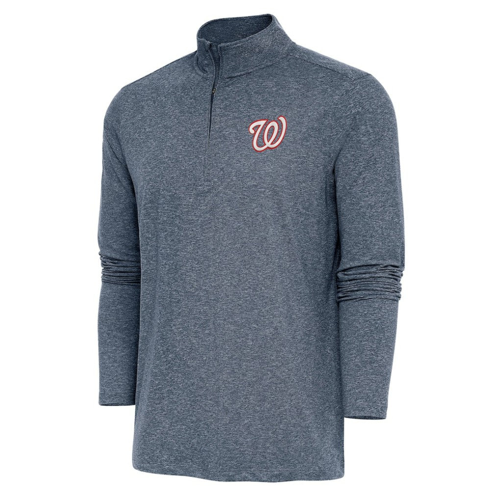 Washington Nationals Antigua Hunk Quarter-Zip Pullover Top - Heather Navy