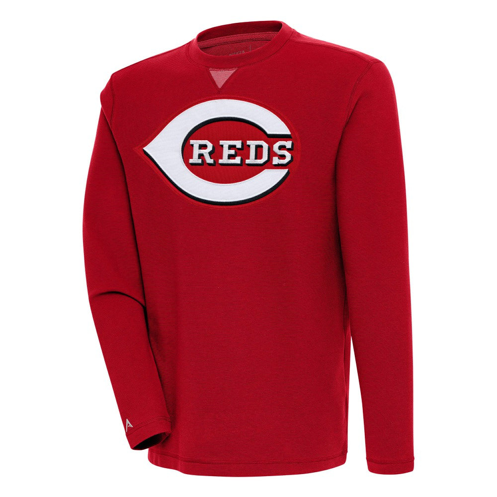 Cincinnati Reds Antigua Flier Bunker Pullover Sweatshirt - Red