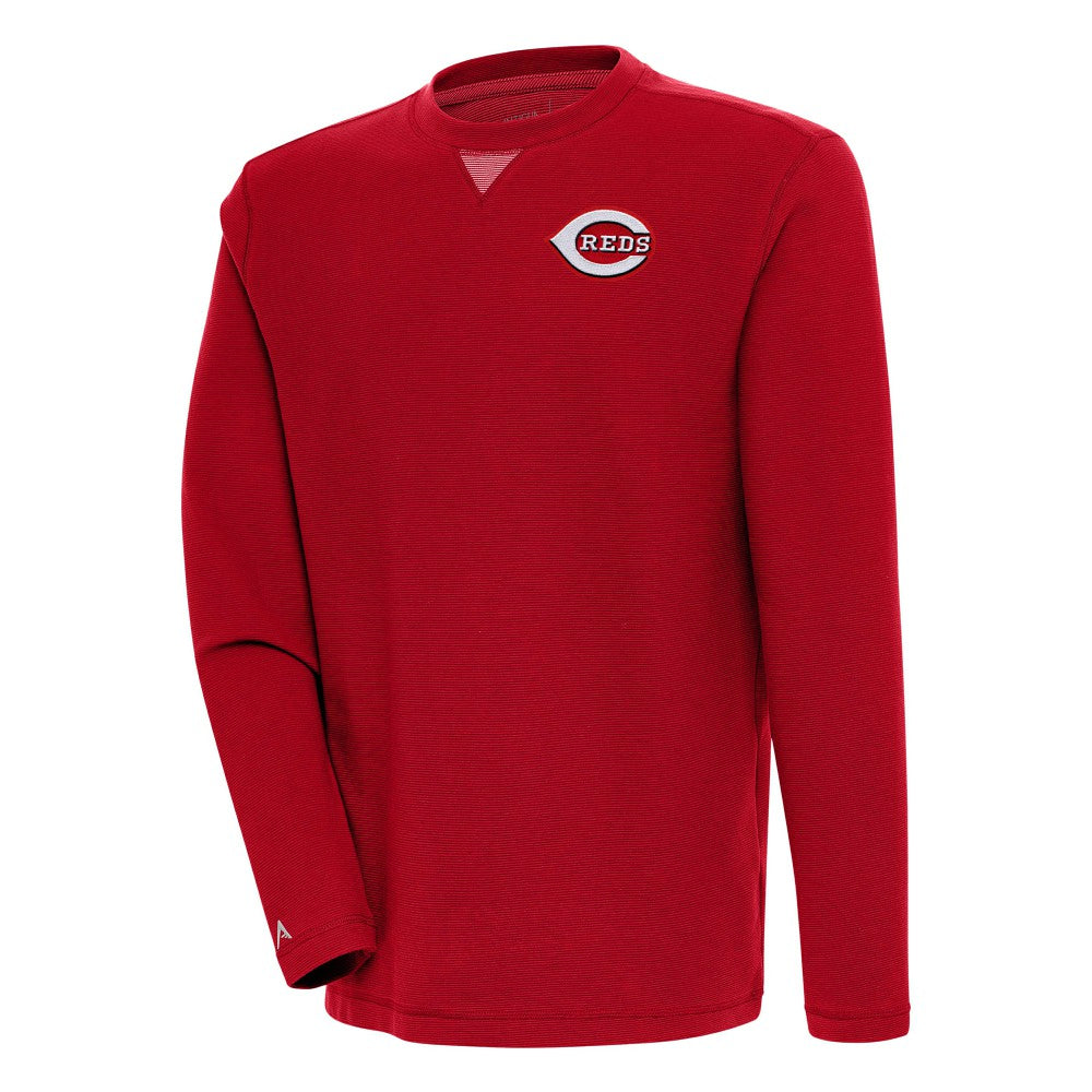 Cincinnati Reds Antigua Flier Bunker Pullover Sweatshirt - Red