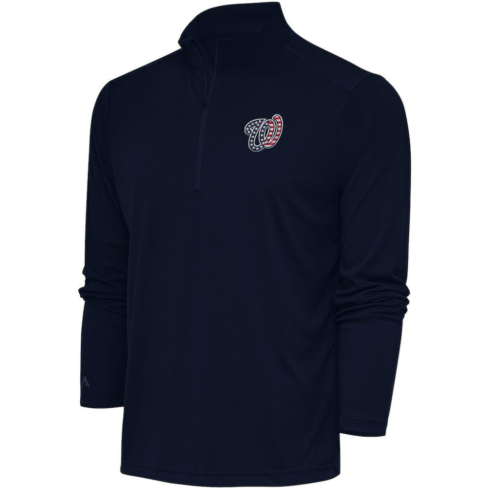 Washington Nationals Antigua Patriotic Tribute Quarter-Zip Pullover Top - Navy