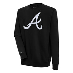 Atlanta Braves Antigua Victory Crewneck Chenille Pullover Sweatshirt - Black