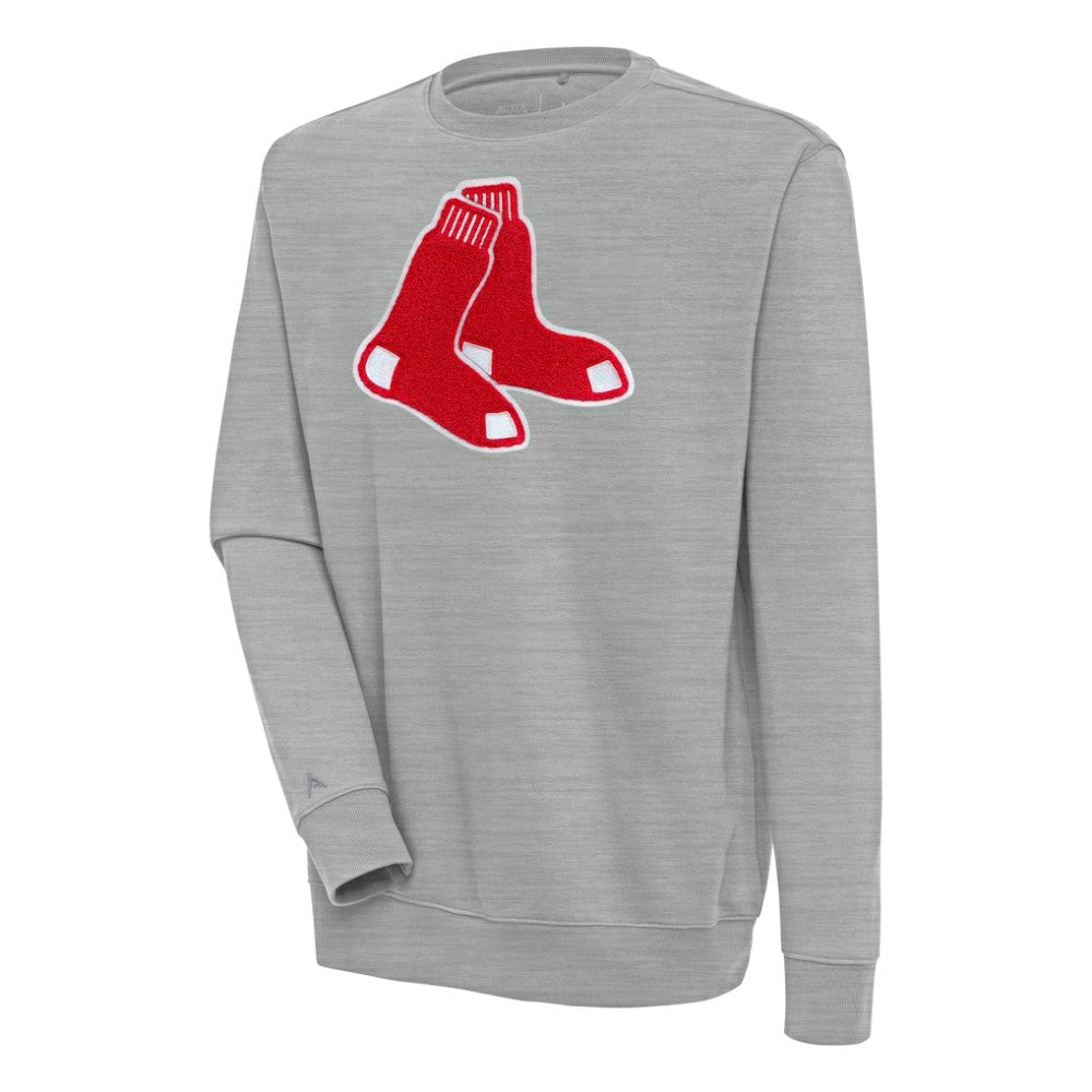 Boston Red Sox Antigua Victory Crewneck Chenille Pullover Sweatshirt - Heather Gray