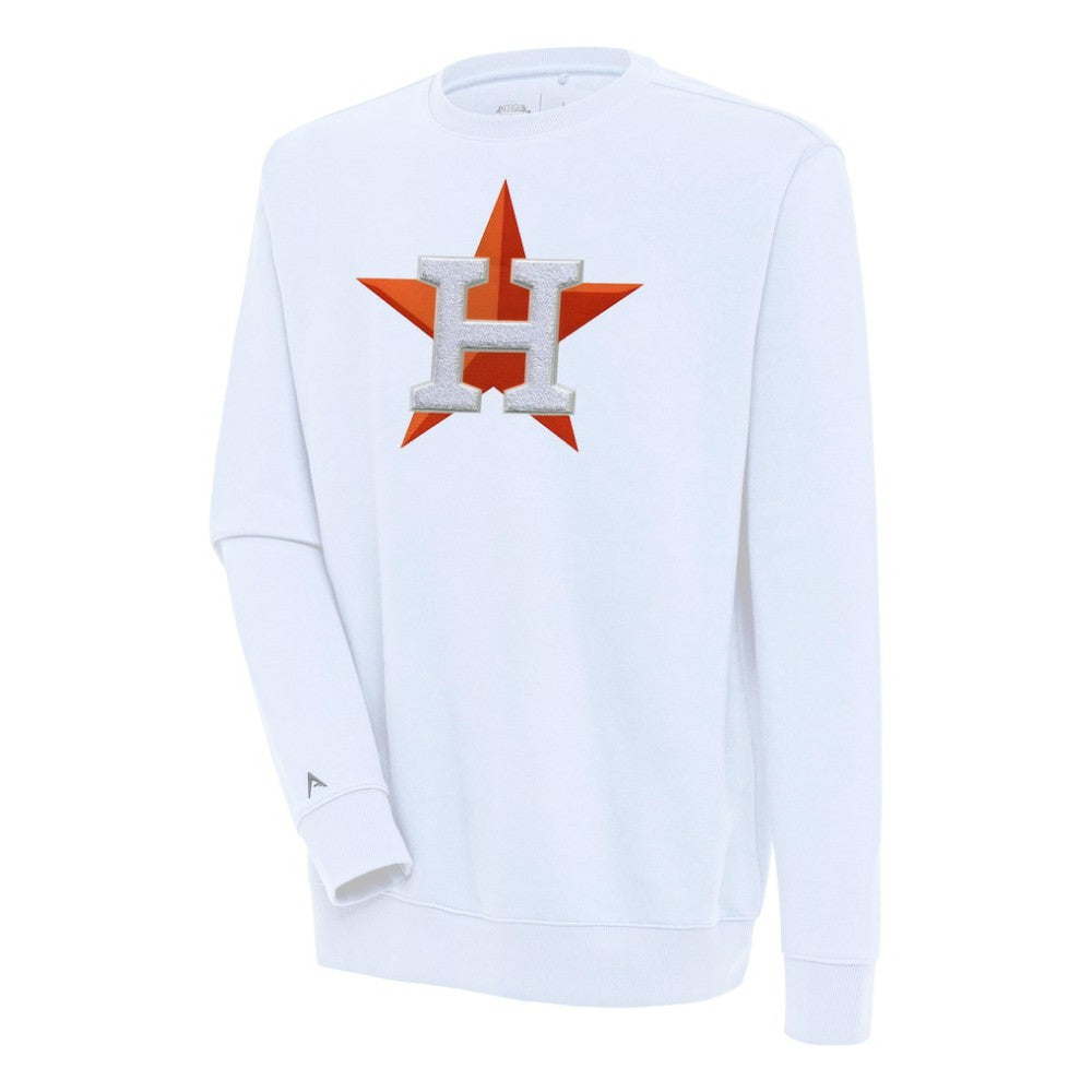 Houston Astros Antigua Victory Crewneck Chenille Pullover Sweatshirt - White