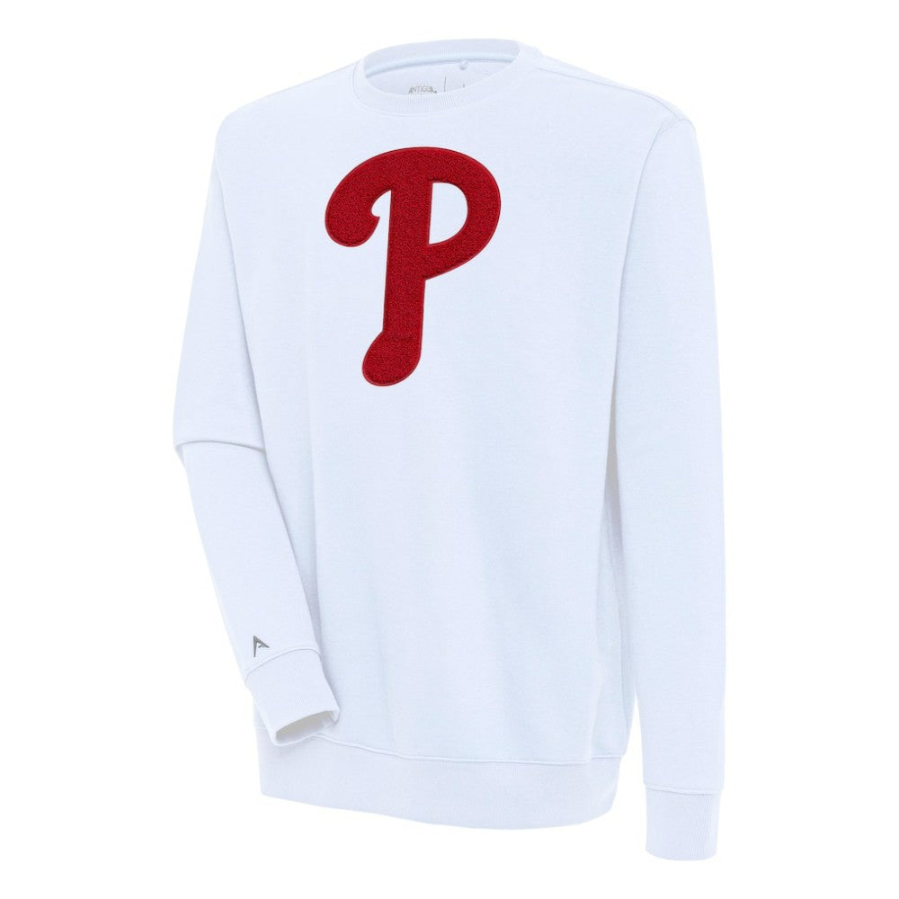 Philadelphia Phillies Antigua Victory Crewneck Chenille Pullover Sweatshirt - White