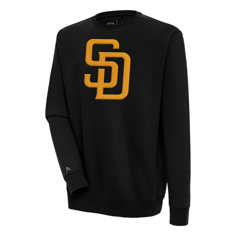 San Diego Padres Antigua Victory Crewneck Chenille Pullover Sweatshirt - Black