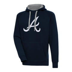 Atlanta Braves Antigua Victory Chenille Pullover Hoodie - Navy