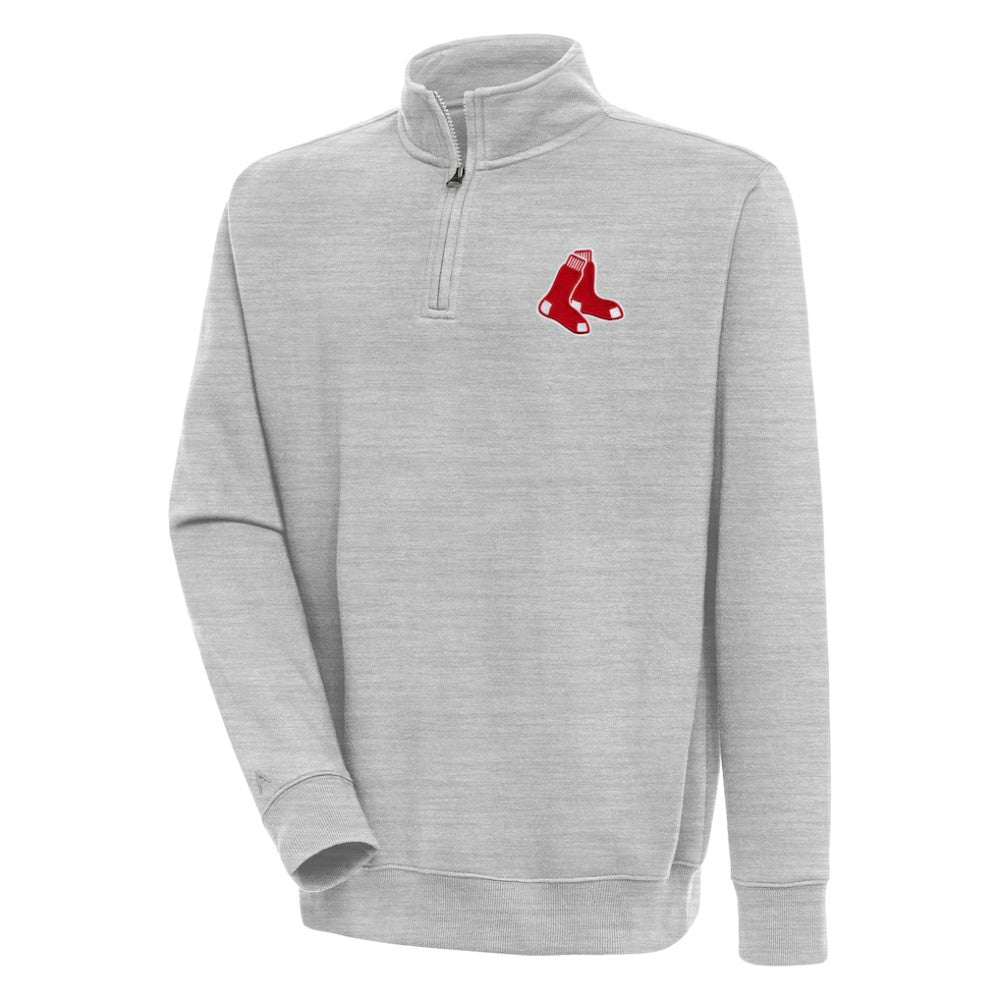 Boston Red Sox Antigua Victory Quarter-Zip Pullover Top - Heather Gray