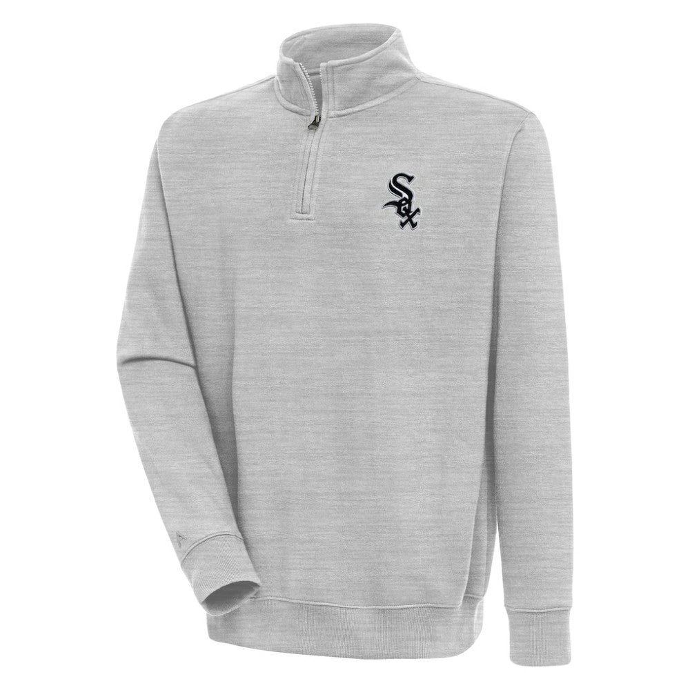 Chicago White Sox Antigua Victory Quarter-Zip Pullover Top - Heather Gray