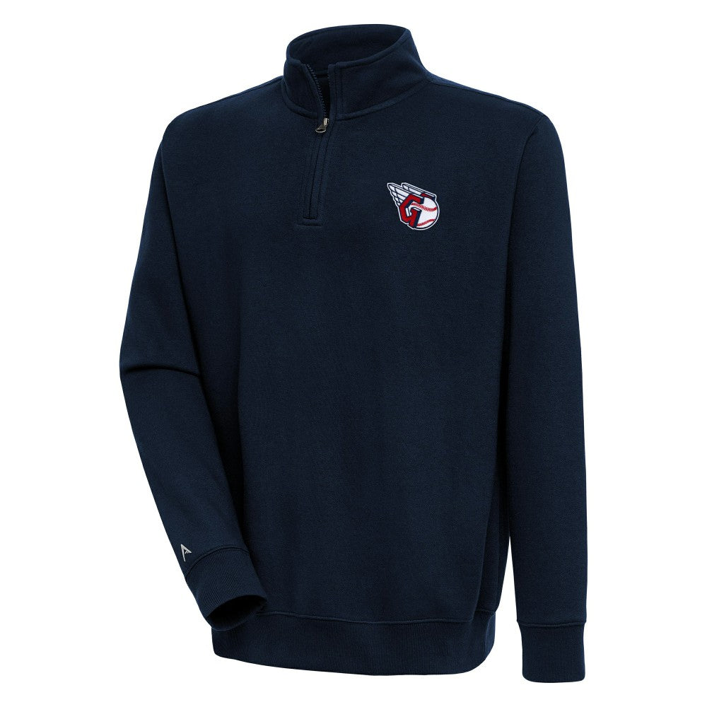 Cleveland Guardians Antigua Victory Quarter-Zip Pullover Top - Navy