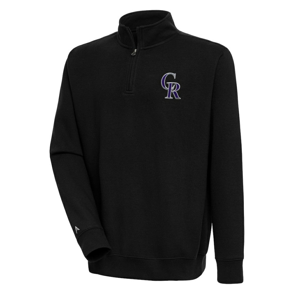 Colorado Rockies Antigua Victory Quarter-Zip Pullover Top - Black