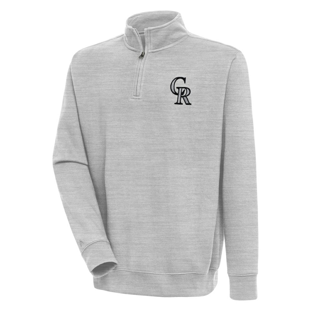 Colorado Rockies Antigua Victory Quarter-Zip Pullover Top - Heather Gray
