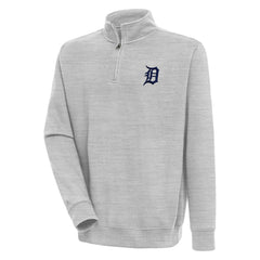 Detroit Tigers Antigua Victory Quarter-Zip Pullover Top - Heather Gray