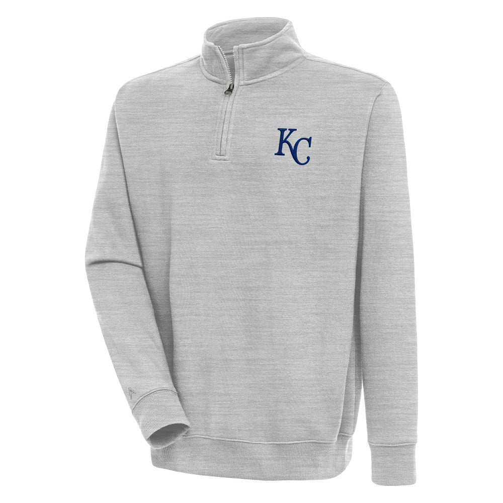 Kansas City Royals Antigua Victory Quarter-Zip Pullover Top - Heather Gray