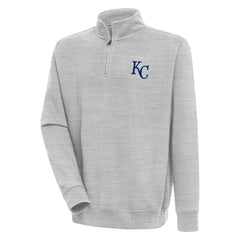Kansas City Royals Antigua Victory Quarter-Zip Pullover Top - Heather Gray