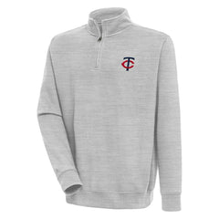 Minnesota Twins Antigua Victory Quarter-Zip Pullover Top - Heather Gray
