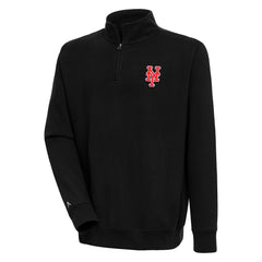 New York Mets Antigua Victory Quarter-Zip Pullover Top - Black