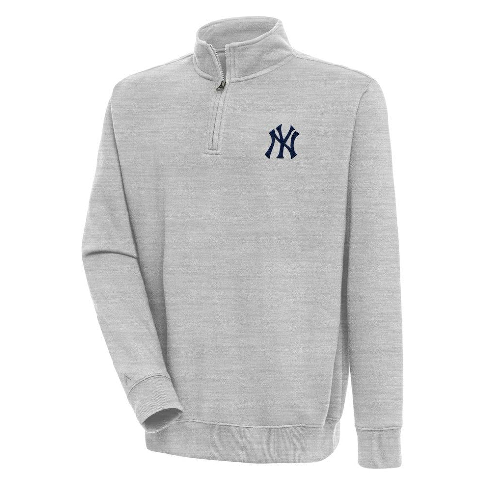 New York Yankees Antigua Victory Quarter-Zip Pullover Top - Heather Gray