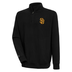 San Diego Padres Antigua Victory Quarter-Zip Pullover Top - Black
