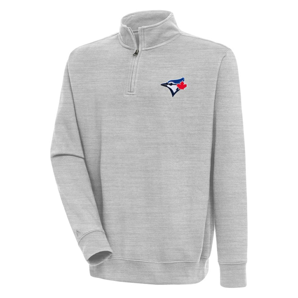 Toronto Blue Jays Antigua Victory Quarter-Zip Pullover Top - Heather Gray
