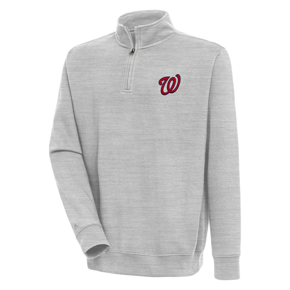 Washington Nationals Antigua Victory Quarter-Zip Pullover Top - Heather Gray