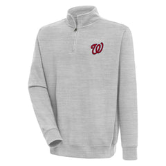 Washington Nationals Antigua Victory Quarter-Zip Pullover Top - Heather Gray
