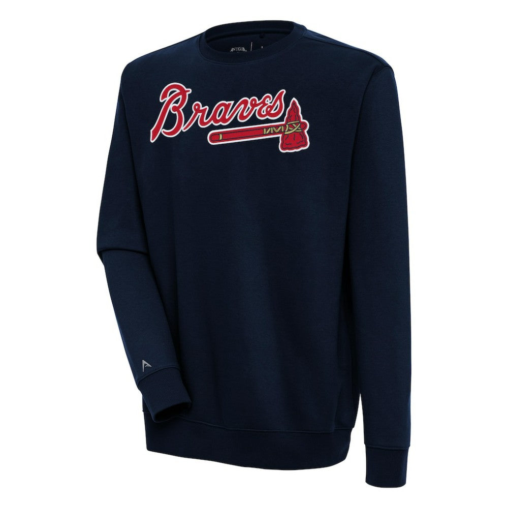 Atlanta Braves Antigua Victory Pullover Sweatshirt - Navy