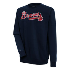 Atlanta Braves Antigua Victory Pullover Sweatshirt - Navy