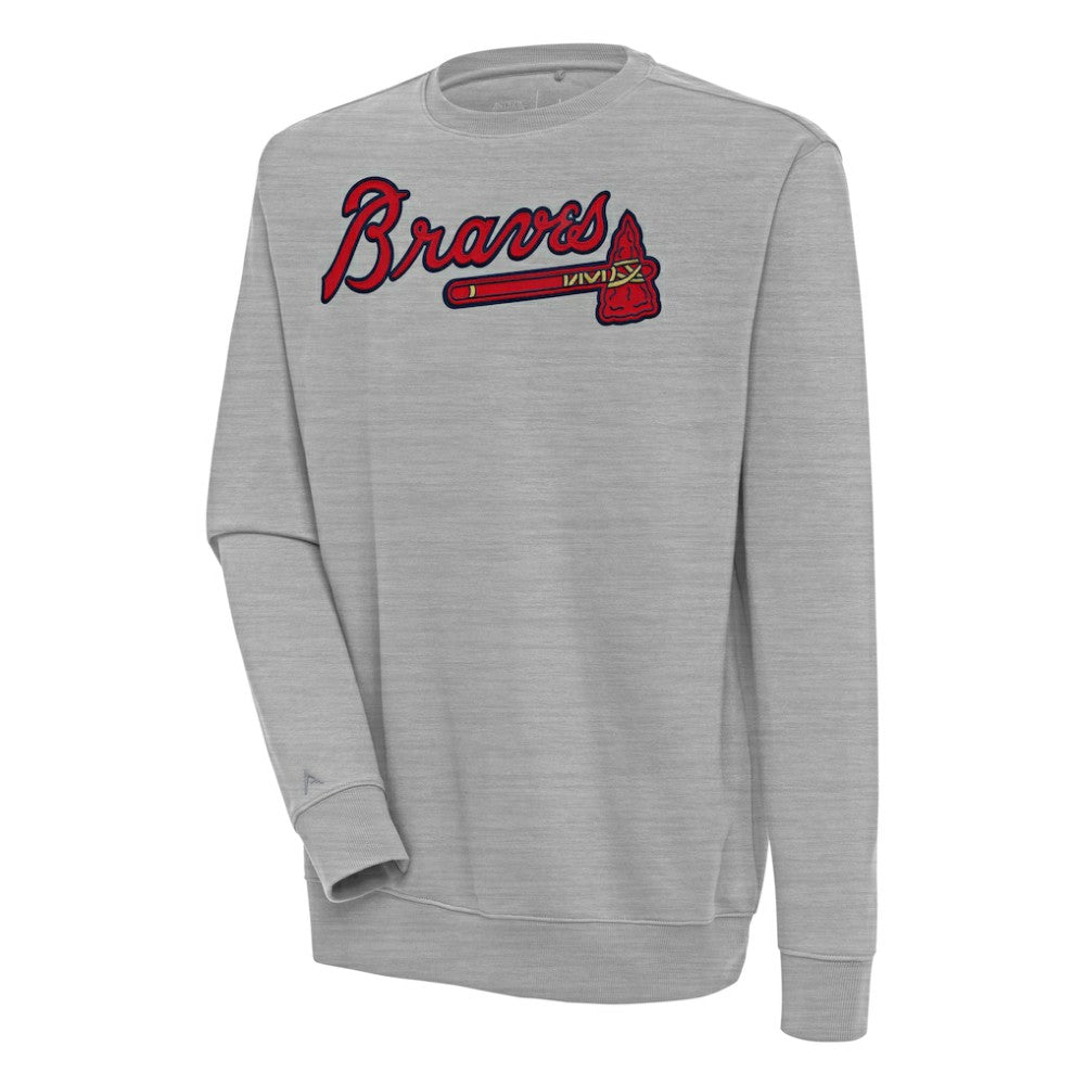 Atlanta Braves Antigua Victory Pullover Sweatshirt - Heather Gray