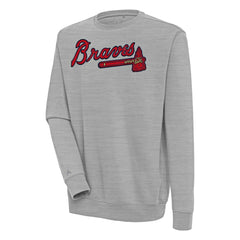 Atlanta Braves Antigua Victory Pullover Sweatshirt - Heather Gray