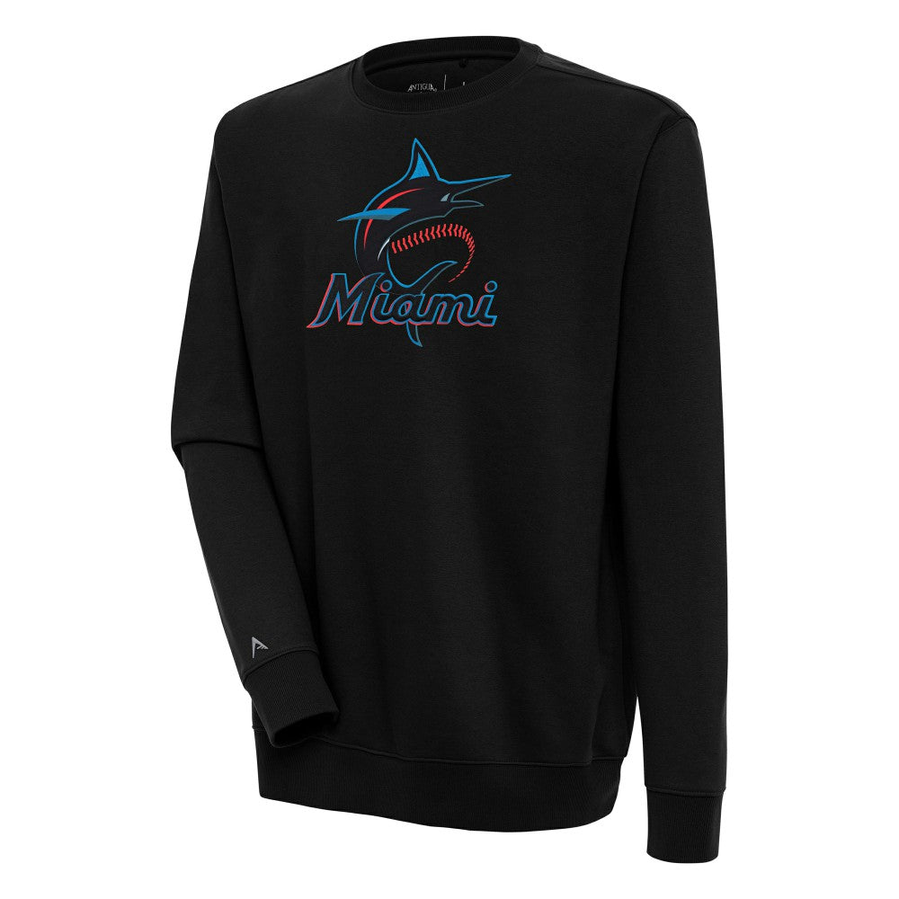 Miami Marlins Antigua Victory Pullover Sweatshirt - Black
