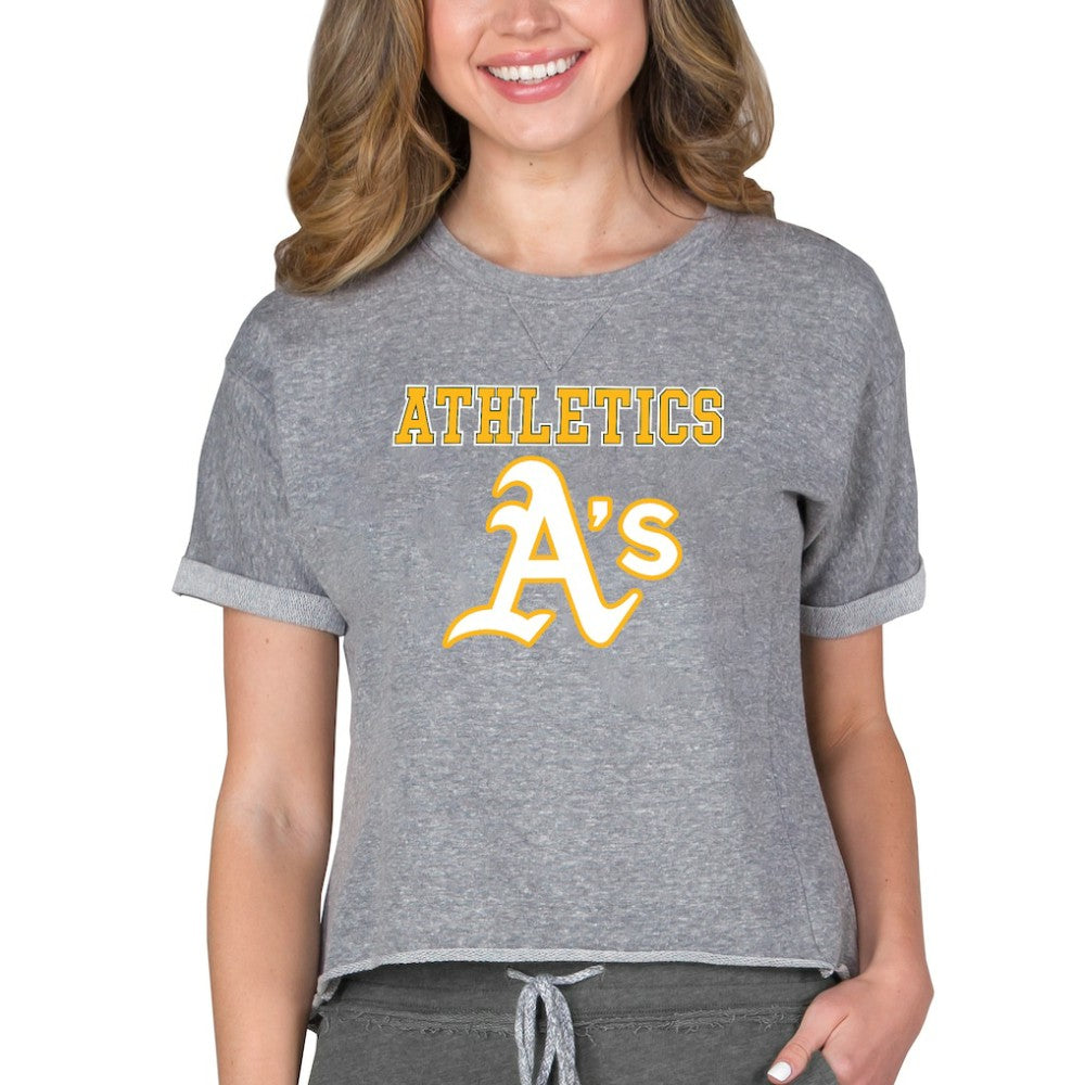 Athletics Concepts Sport Women's Tri-Blend Mainstream Terry Short Sleeve Sweatshirt Top - Gray