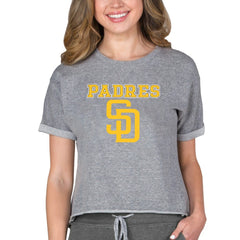 San Diego Padres Concepts Sport Women's Tri-Blend Mainstream Terry Short Sleeve Sweatshirt Top - Gray
