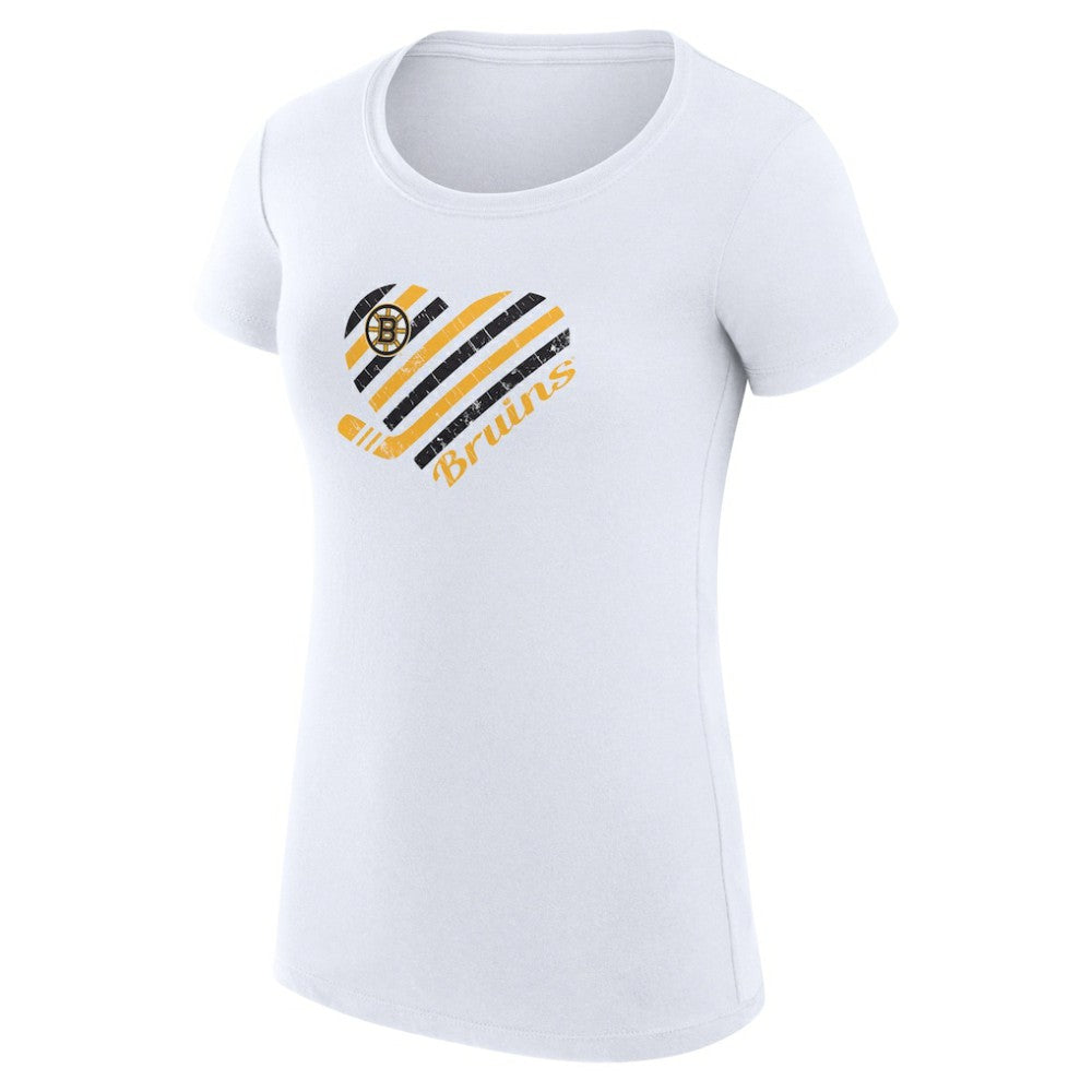 Boston Bruins G-III 4Her by Carl Banks Women's Super-Slim Fit Lightweight Heart T-Shirt White