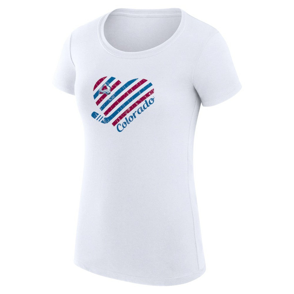 Colorado Avalanche G-III 4Her by Carl Banks Women's Super-Slim Fit Lightweight Heart T-Shirt White