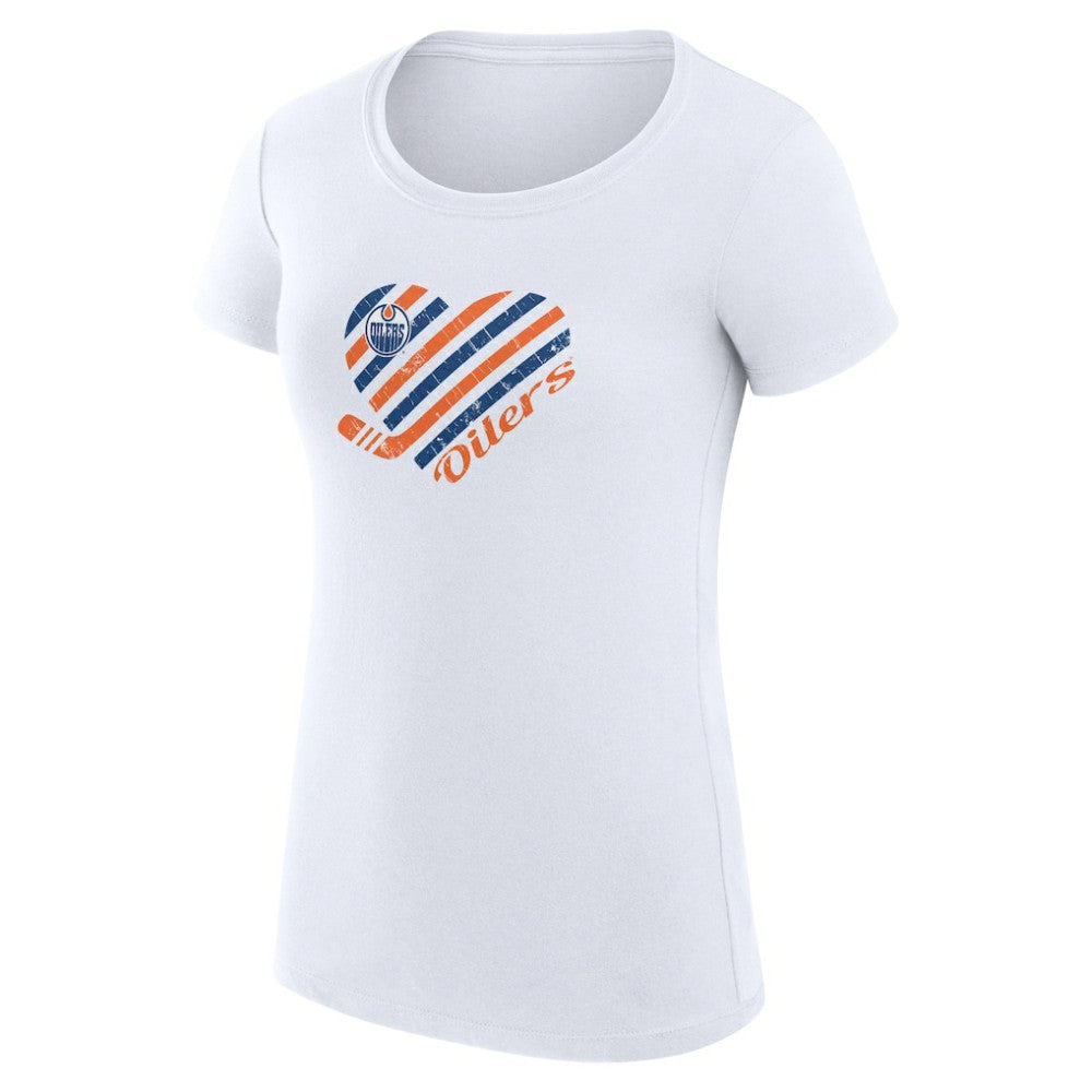 Edmonton Oilers G-III 4Her by Carl Banks Women's Super-Slim Fit Lightweight Heart T-Shirt White