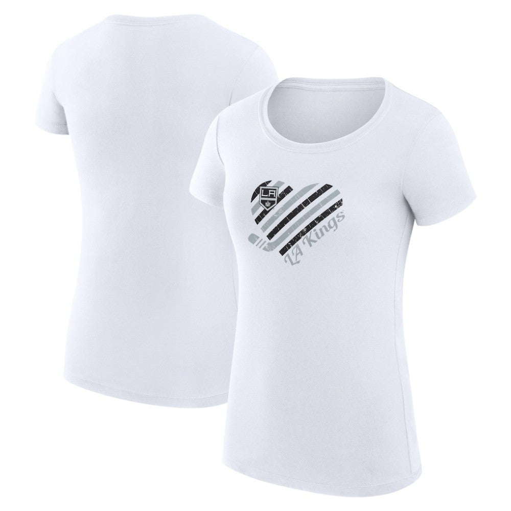 Los Angeles Kings G-III 4Her by Carl Banks Women's Super-Slim Fit Lightweight Heart T-Shirt White
