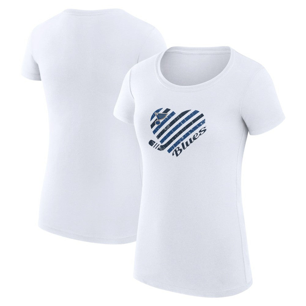 St. Louis Blues G-III 4Her by Carl Banks Women's Super-Slim Fit Lightweight Heart T-Shirt White