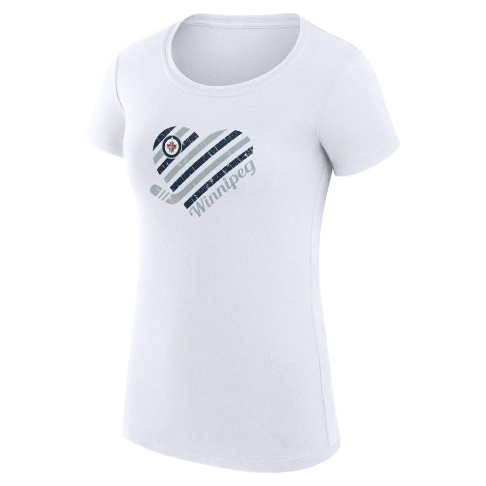 Winnipeg Jets G-III 4Her by Carl Banks Women's Super-Slim Fit Lightweight Heart T-Shirt White