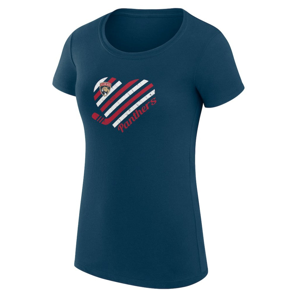 Florida Panthers G-III 4Her by Carl Banks Women's Super-Slim Fit Lightweight Heart T-Shirt Navy