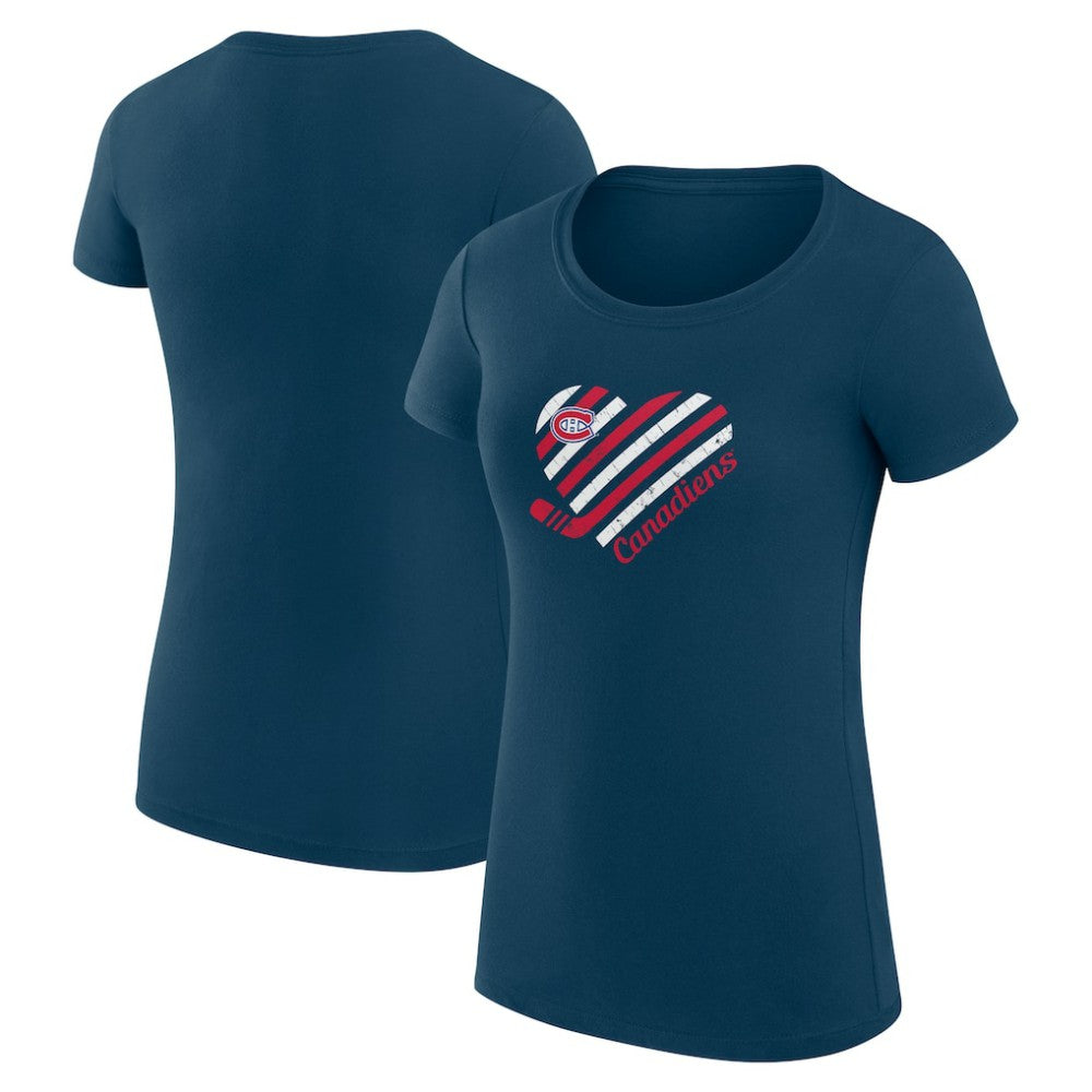 Montreal Canadiens G-III 4Her by Carl Banks Women's Super-Slim Fit Lightweight Heart T-Shirt Navy