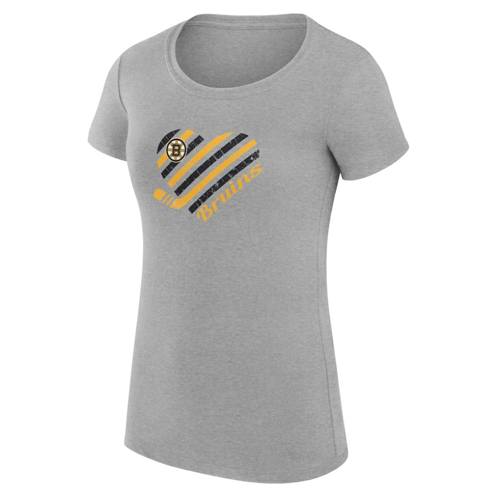 Boston Bruins G-III 4Her by Carl Banks Women's Super-Slim Fit Lightweight Heart T-Shirt Heather Gray