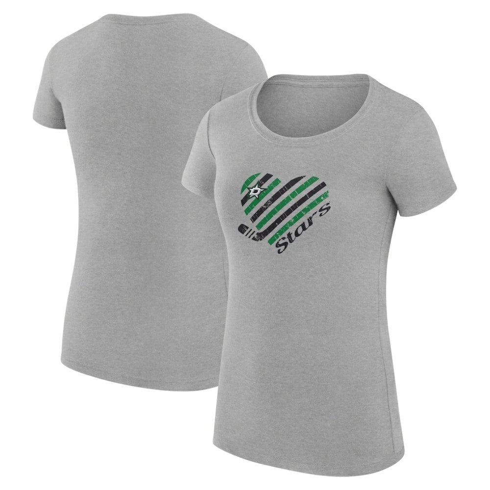 Dallas Stars G-III 4Her by Carl Banks Women's Super-Slim Fit Lightweight Heart T-Shirt Heather Gray