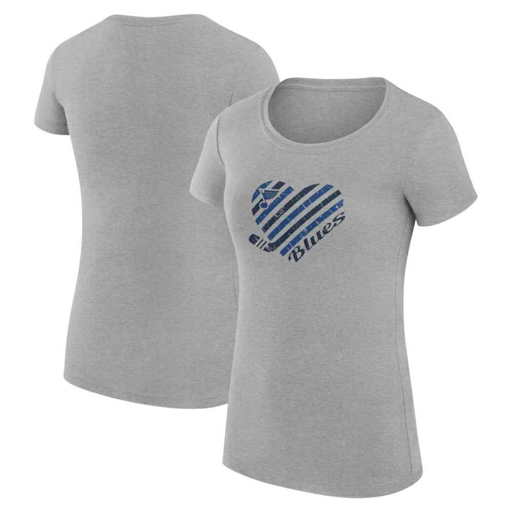 St. Louis Blues G-III 4Her by Carl Banks Women's Super-Slim Fit Lightweight Heart T-Shirt Heather Gray