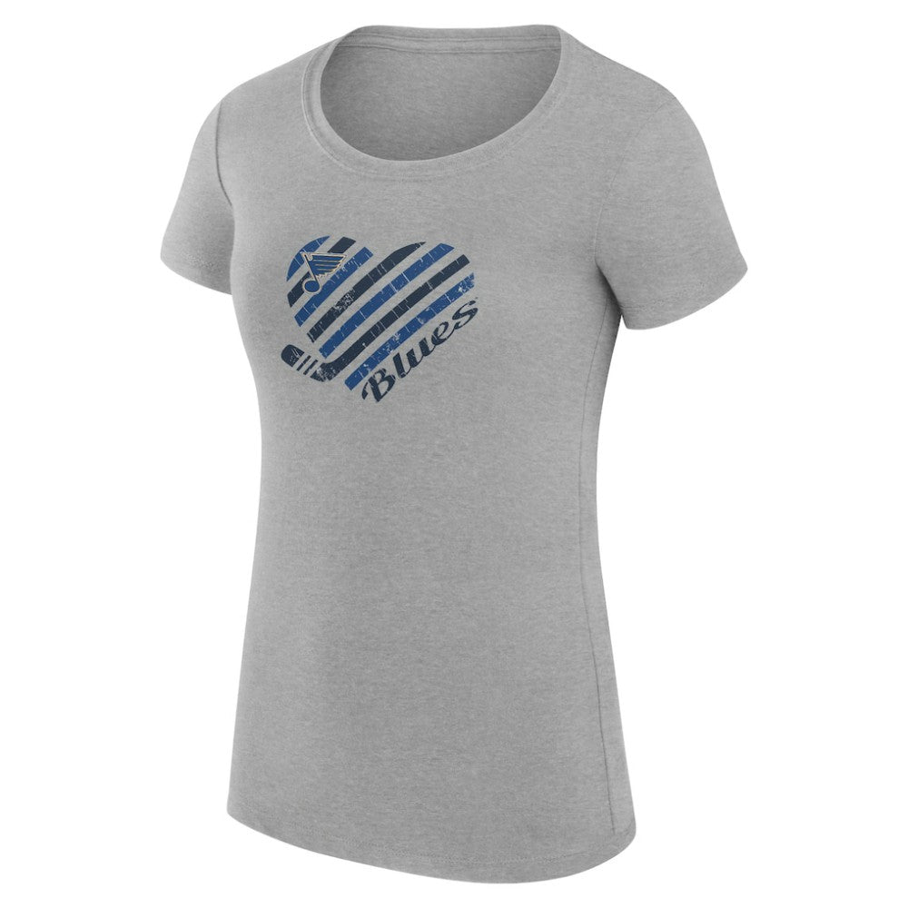 St. Louis Blues G-III 4Her by Carl Banks Women's Super-Slim Fit Lightweight Heart T-Shirt Heather Gray