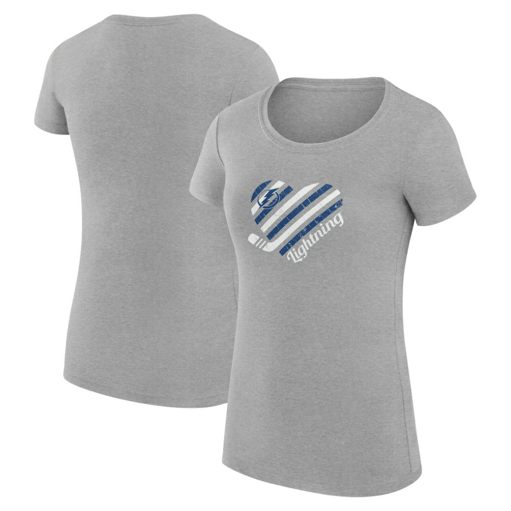 Tampa Bay Lightning G-III 4Her by Carl Banks Women's Super-Slim Fit Lightweight Heart T-Shirt Heather Gray
