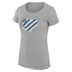 Tampa Bay Lightning G-III 4Her by Carl Banks Women's Super-Slim Fit Lightweight Heart T-Shirt Heather Gray