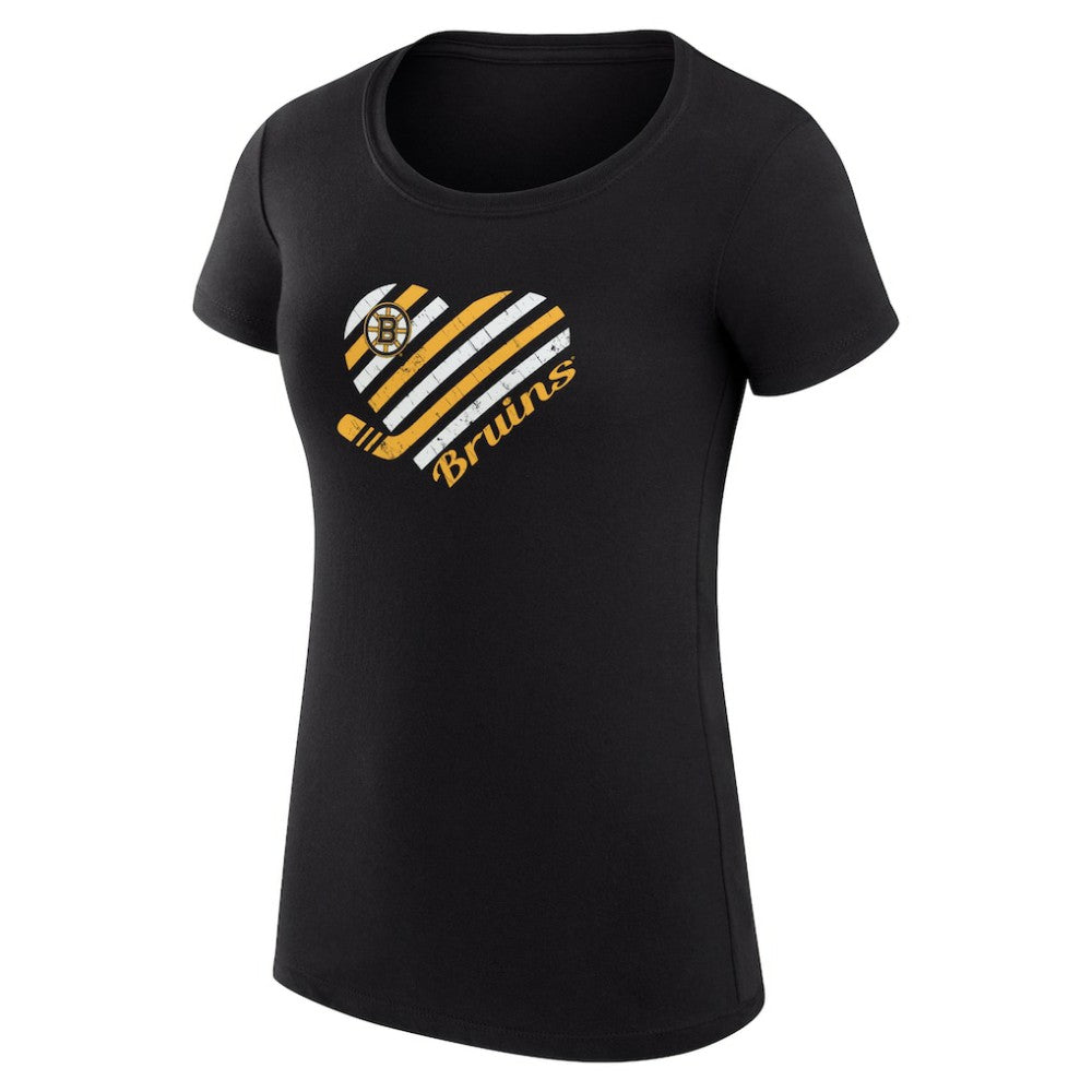 Boston Bruins G-III 4Her by Carl Banks Women's Super-Slim Fit Lightweight Heart T-Shirt Black