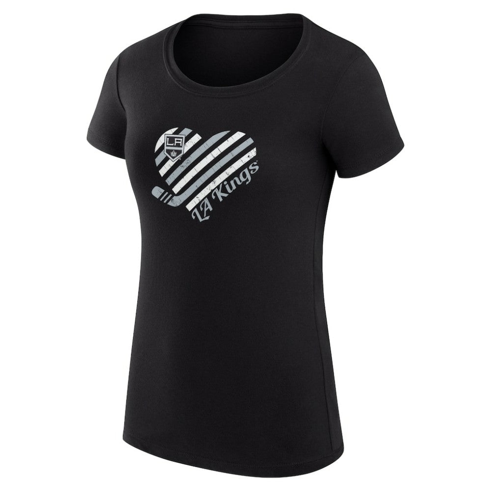 Los Angeles Kings G-III 4Her by Carl Banks Women's Super-Slim Fit Lightweight Heart T-Shirt Black